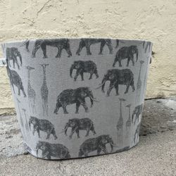 Large Cloth Toy/Stuffed Safari Animal Tote/bin/basket, Animal Print, Gray