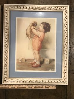 Framed art by Bessie Pease Gutmann, set of two Each 23 inc tall and 19 inc wide