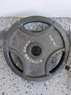 Single 35lb Olympic cast iron plate
