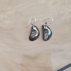 VINTAGE SILVER BIRD DESIGN EARRINGS