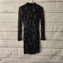 Fashion Nova Wildest Dreams Black Sequin Dress Size Small Zippered Back