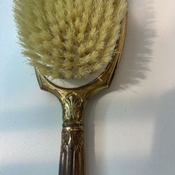 Antique 1940s brass hair brush with rose designs. Clean and unused for functional use