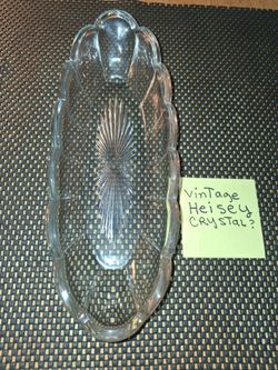 Vintage heisey relish tray.. also 7 Crystal stem glasses.. variety of sizes.. must sell has a bundle. All sales final.