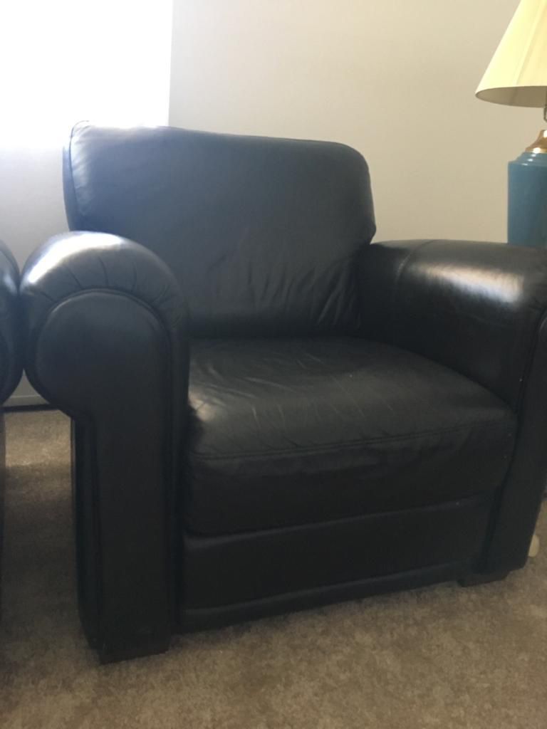 2 Sofa Leather Chairs Black..