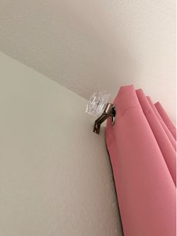 Pink long curtains with rod