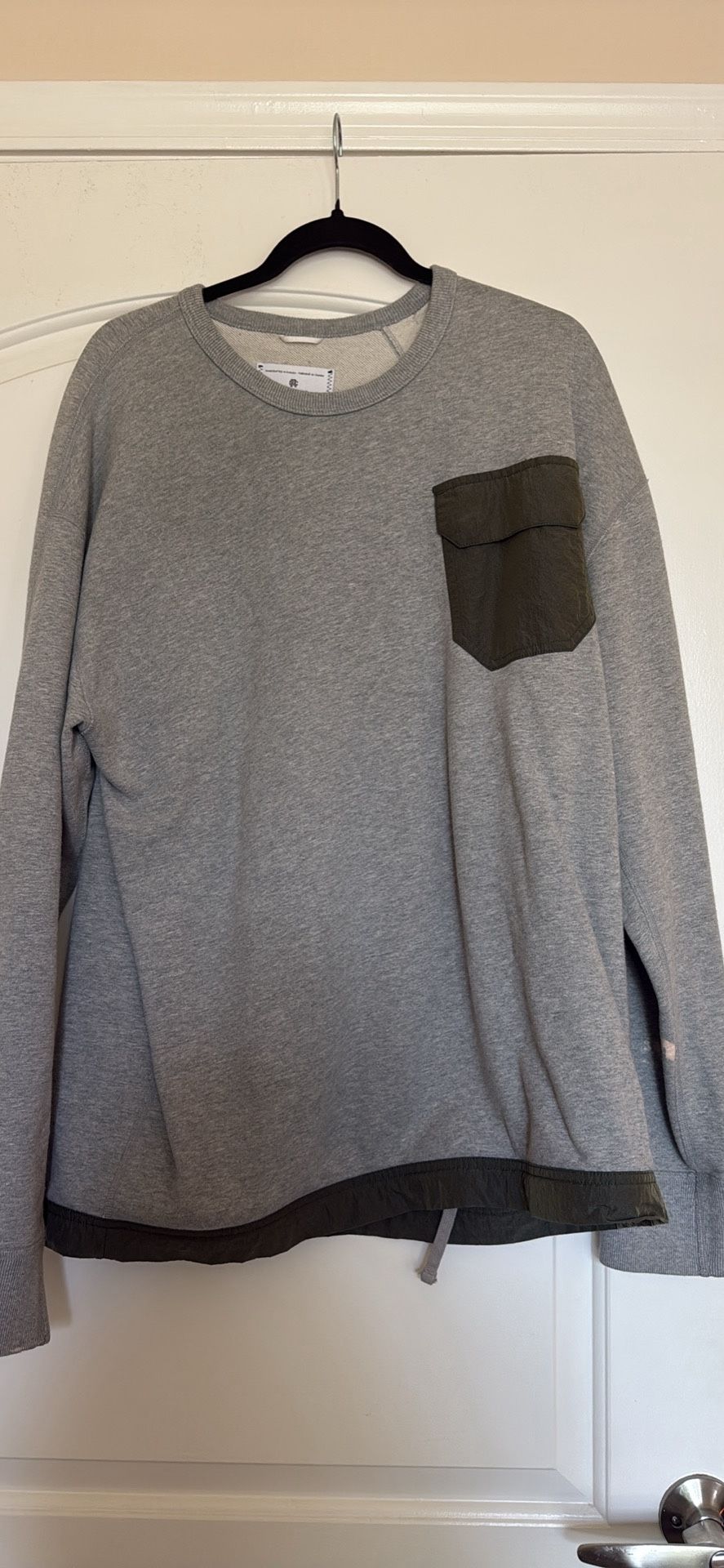 Reigning Champ Terry Hybrid Midweight Heather Gray Pullover Jumper Sweatshirt L