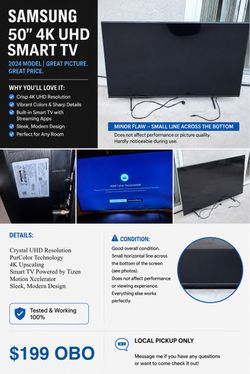 Samsung 50" 4K UHD Smart TV