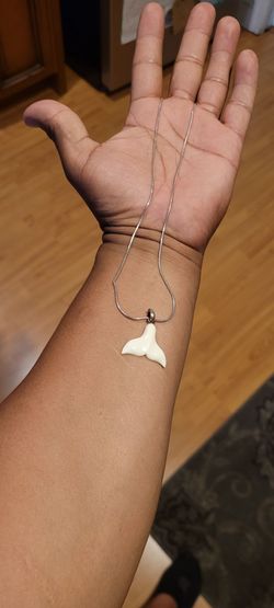 Whale Tail Pendant with silver 925 chain / necklace