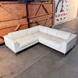RH Italia White Leather Sectional Couch Sofa