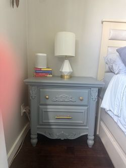 Wood Nightstand with Ornate Details