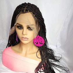 Braided wig 100% handmade long box braids black wig NWOT


