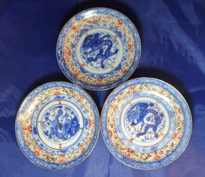 3 Set Republic Plate Dragon Design with Painting Border