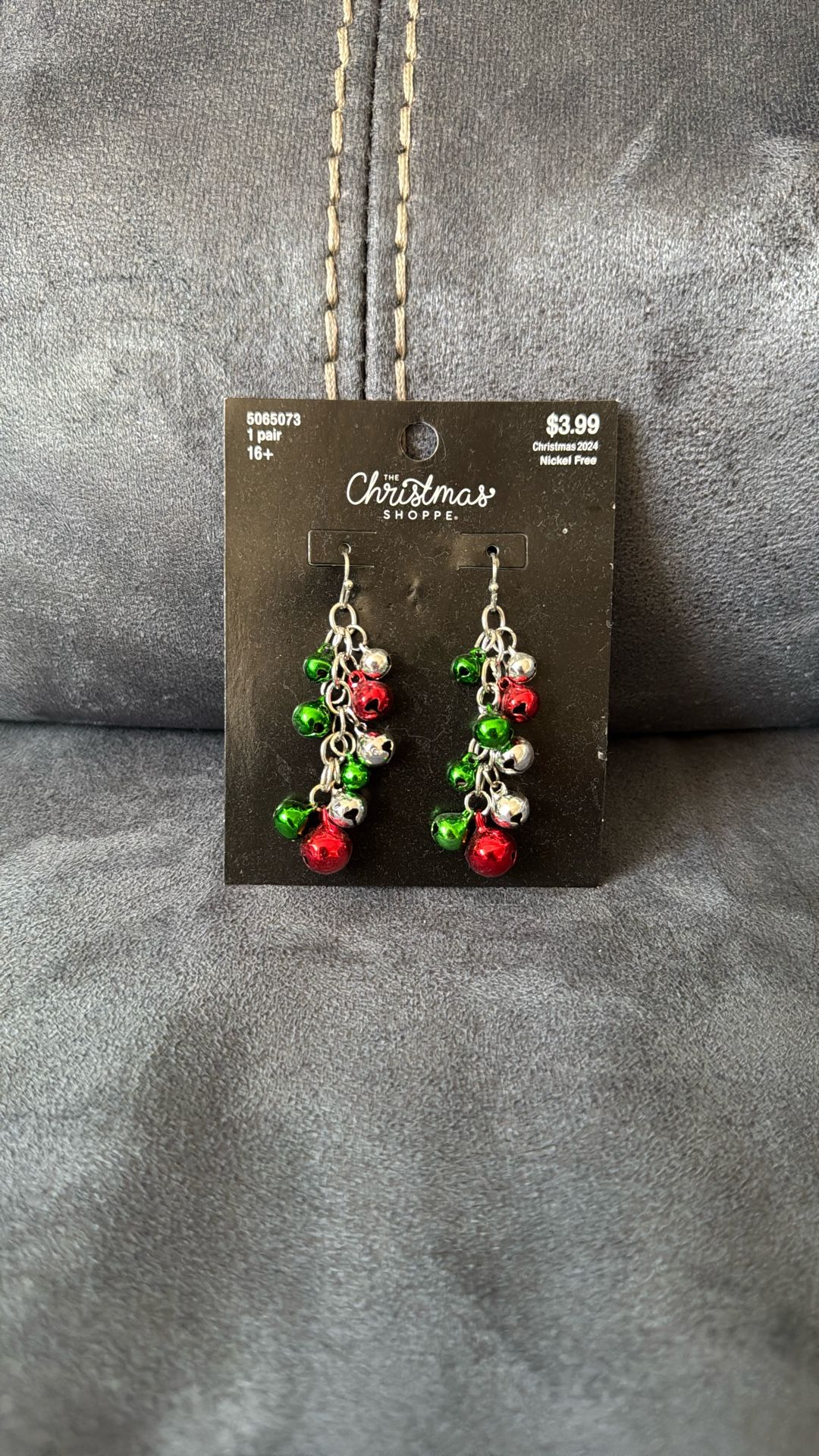 New Christmas Shoppe Hobby Lobby Red Green Silver Jingle Bells Earrings