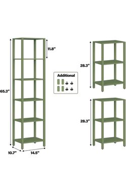 TUTOTAK Bookshelf, 6-Tier Tall Narrow Book Shelf for Small Space 10.7 x 14.5 x 65.3 Inches Skinny Display Shelf with Storage for Living Room, Office,