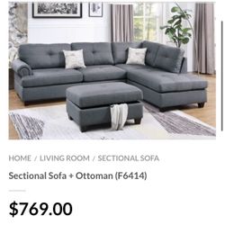 Gray Sectional Sofa With Ottoman