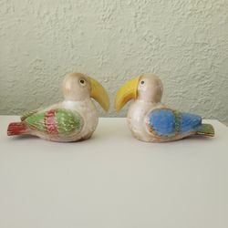 Pair Of Vintage Pottery Toucan Bird Figurine Colorful 4"