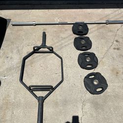 Hexagon Barbell & 7ft Barbell With Weights 