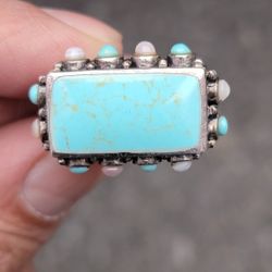 Vintage Turquoise ring size 6.5 Sterling Silver 