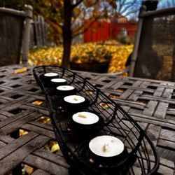 18” Metal Tealight Candle Holder – Modern Black Centerpiece