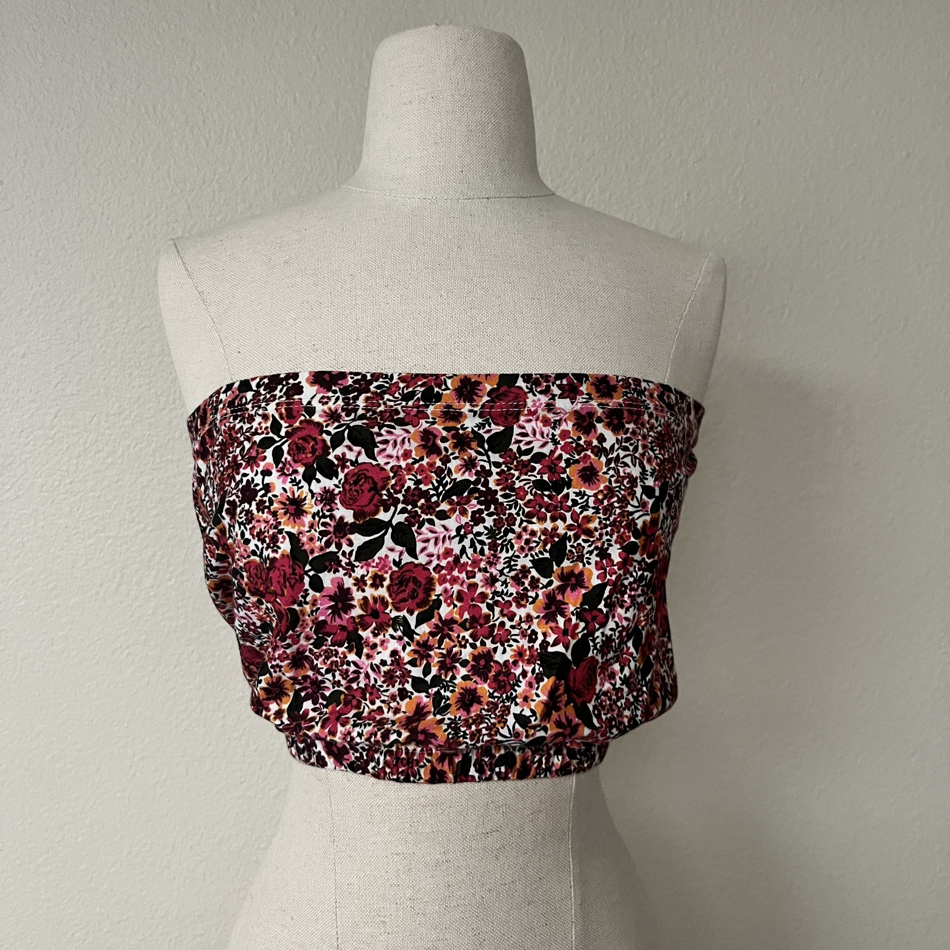 New TopShop Women’s Floral Crop Tube Top, Size 4