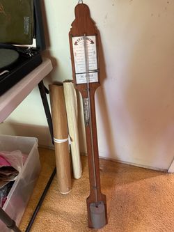 vintage wood mercury stick barometer