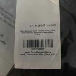 Mens Black Hooded Robe New Sealed Large-extra Large