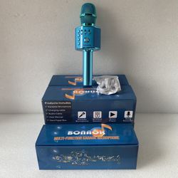 Bonaok Wireless Bluetooth Karaoke Microphone  iOS And Android Blue