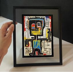 Framed 1/1 Basquiat-Style Floating Art Print Painting