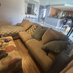 Grey Sofa/ Couch With Ottoman 