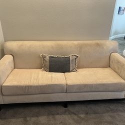 Italian Made beige Felt Couch 84 Inches