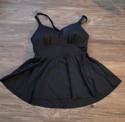 Torrid Black Wire-free Racerback Tankini Swim Top Flared Black sz 00 F/D
