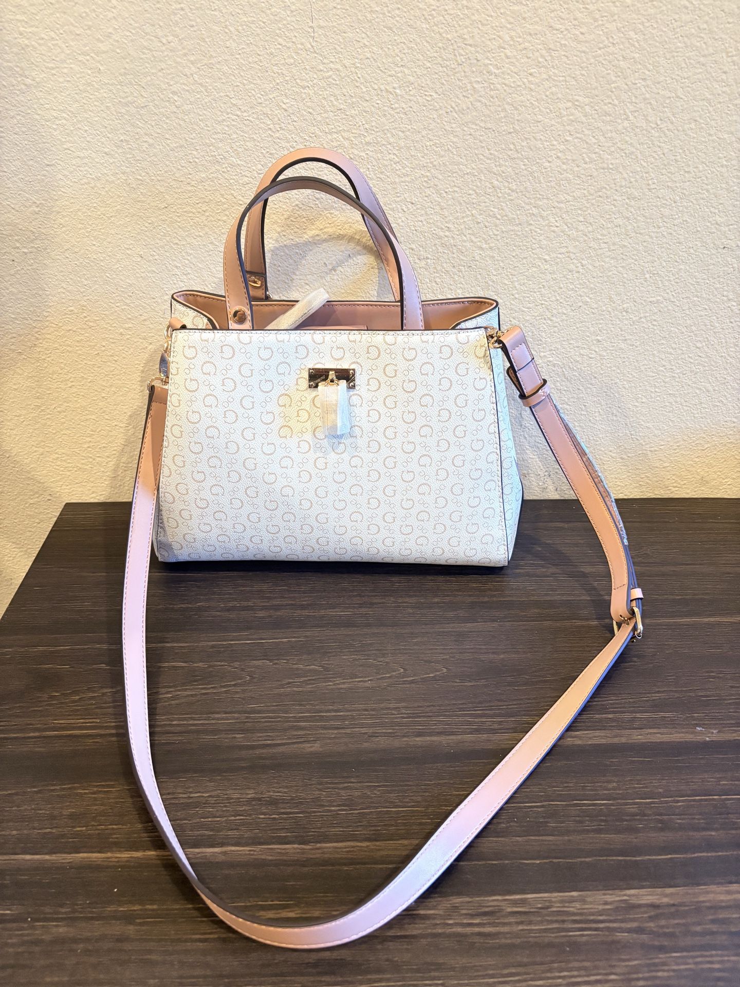 Guess logo satchel handbag with crossbody strap