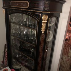 Antique China Cabinet : W”37 3/4 H “67.5 inches  Dim 19inches