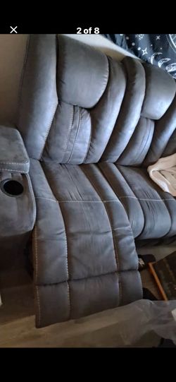 Beautiful Eleagant Luxury All Electric Powered Double Recliner Sofa And Matching Loveseat