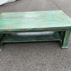 Large Wooden Coffee Table, Needs Painted or Refinishing  49 3/4” long  29 3/4” deep  17” tall 