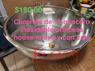 Cacerola de 15 qt acero inoxidable 👉 princess house todo nuevo y con caja 📦
