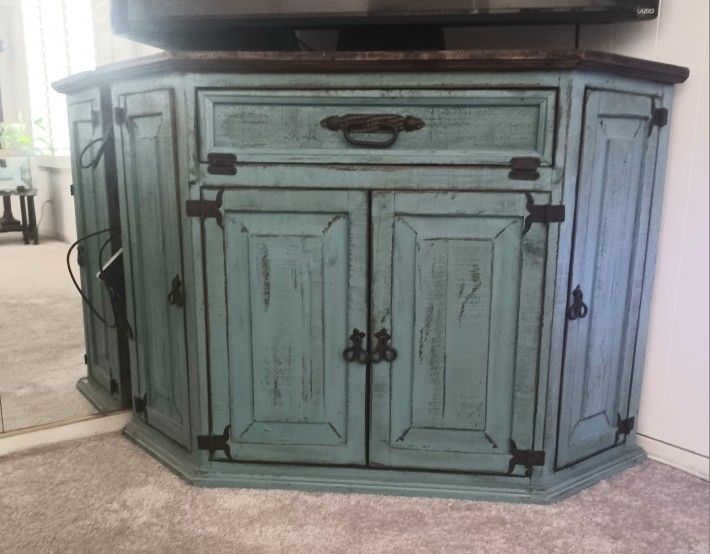 Antique Looking Corner Entertainment Cabinet