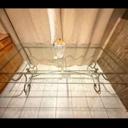 Beautiful Glass Table With Pewter Base 