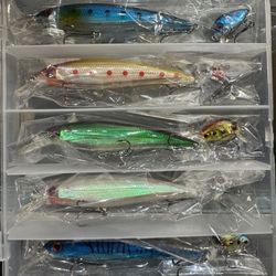 10pcs Topwater Minnow Fishing Lures Crankbaits Set Fishing Hard Baits with Treble Hook Topwater Lures Floating Minnow Fishing Lure Sinking Lure for Tr