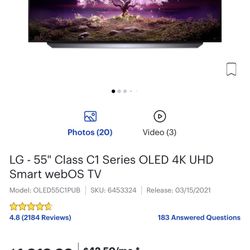 LG 55” OLED 4 k UHD Smart WebOS TV Like New!