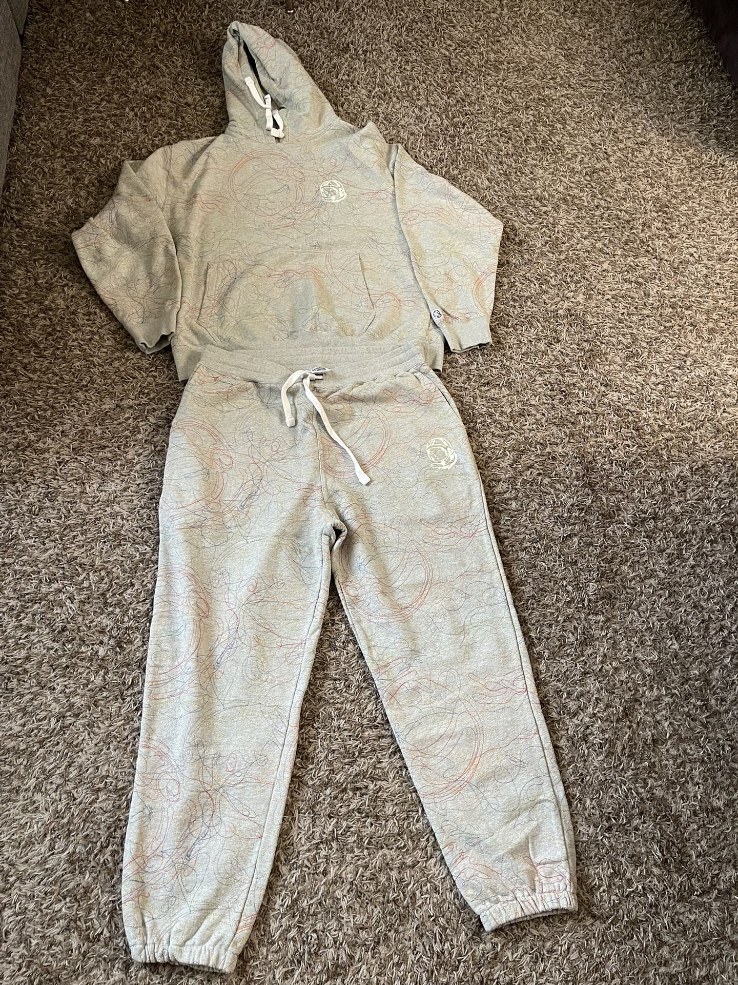 BBC BILLIONAIRE BOYS CLUB BB LOOPER SWEATPANTS AND HOODIE (HEATHER GREY) XL