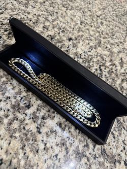 10k gold semi solid Cuban link chain