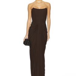 Revolve Dark Brown Gown BNIB