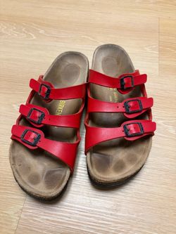 Birkenstocks Red Straps Size 38