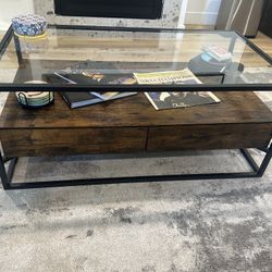 Coffee Table With 2 Storage Drawers 