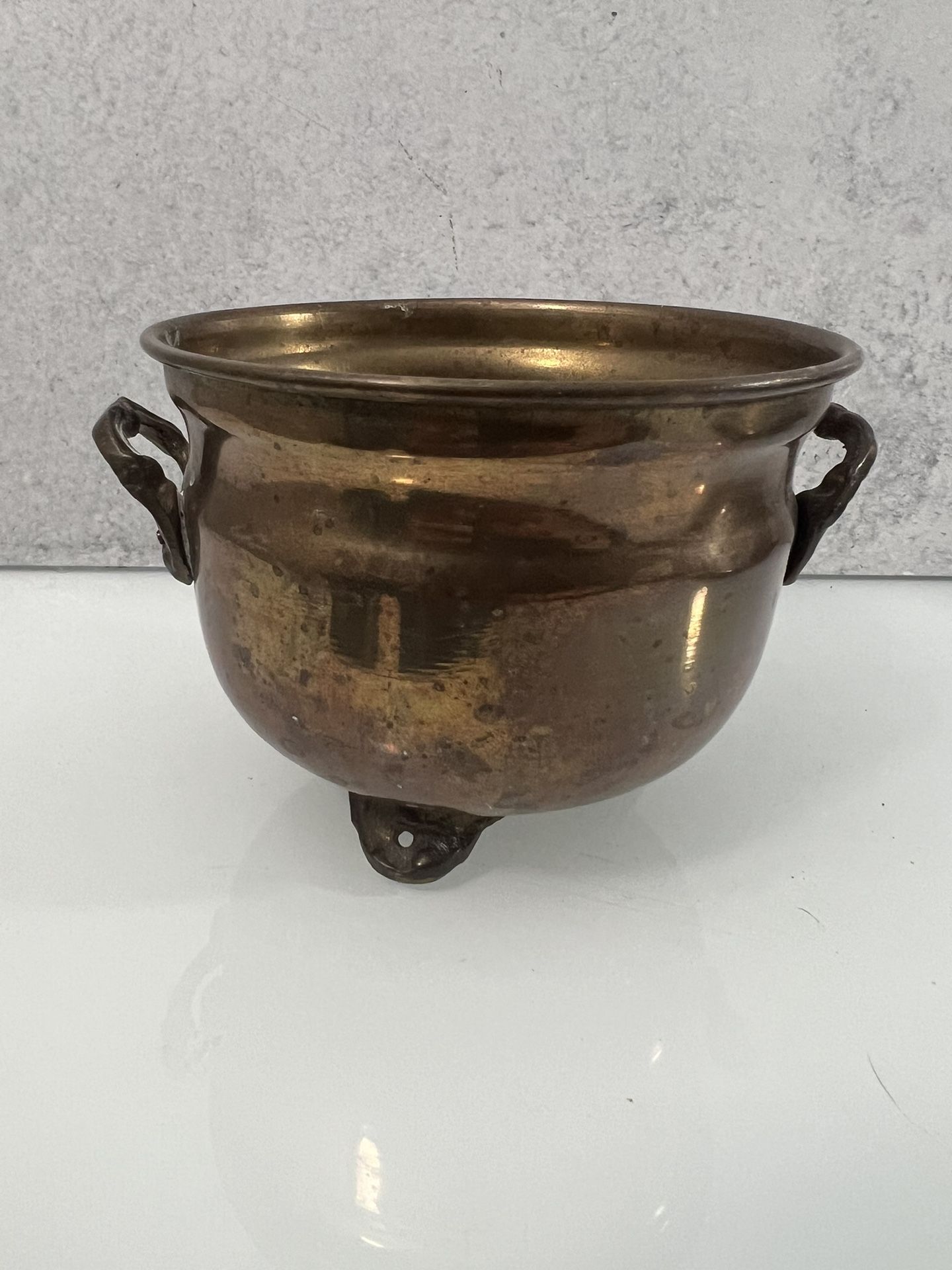 Vintage French Aged Brass Pot Jardiniere 