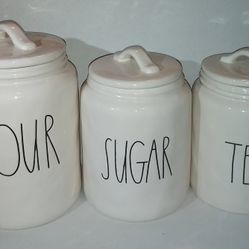 Rae Dunn Artisan Collection by Magenta Flour Sugar Tea Canister set of 3
