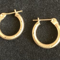 14k Gold Engraved Hoop Earrings