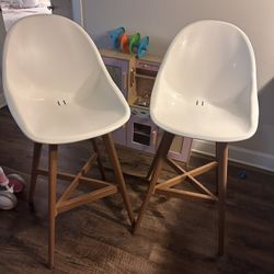 Set of 2 White Bar Stools – 29” Seat Height