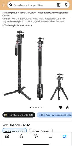 SmallRig Carbon Fiber Ball Head Monopod 65.6"